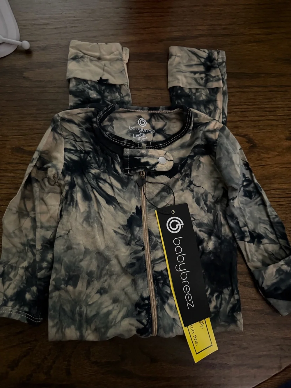 Baby Tie-Dye Navy and Beige Zip-Front Sleep Sack Pajamas